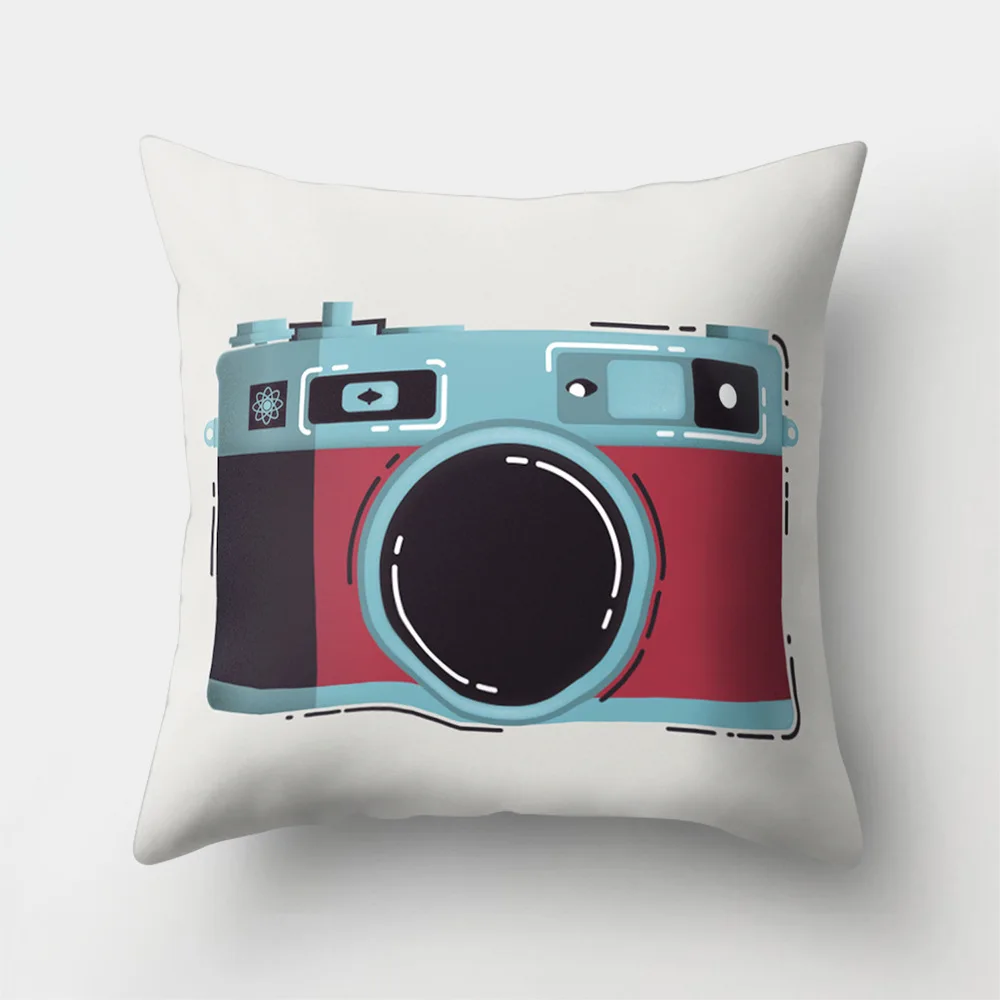 Retro camera 11 Ретро камера шаблон Персонализированные бросок наволочки декоративные белый и черный искусство домашний декор чехол для подушки из полиэстера 45*45 см - Цвет: Retro camera 11