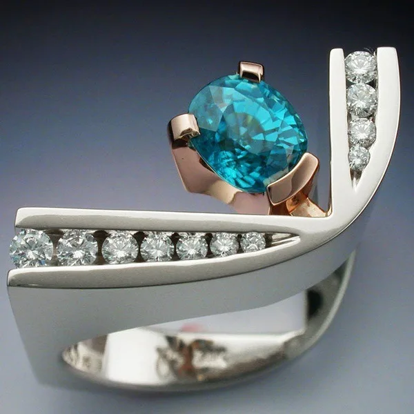 Новинка 2019 роскошное обручальное кольцо с синим цирконием обручальные кольца