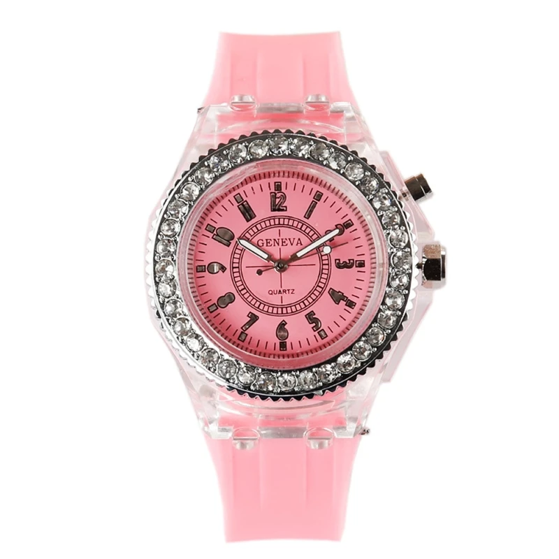 

Fashion Women Geneva LED Backlight Crystal Quartz Wrist Watch Sport Waterproof
