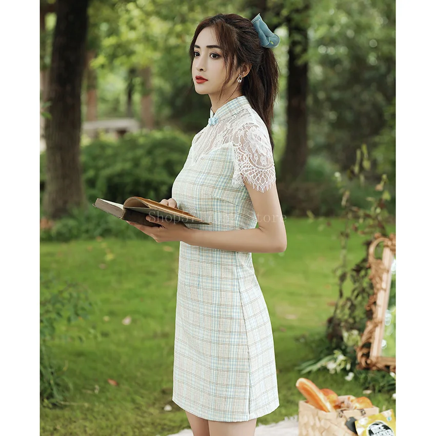 Китайские традиционные платья Чонсам для женщин кружевное лоскутное облегающее