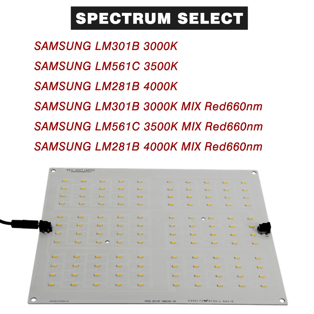 Лампа для рассады помещений Quantum Board Samsung LM301B / LM561C LM281B Чипсы 288 светодиодов Full Spectrum