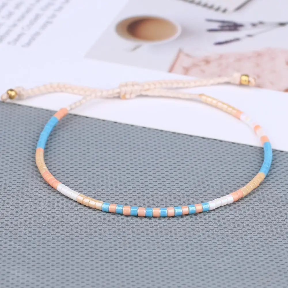 

KELITCH Shell Seed Beaded String Stacking Bracelets Woven Braided Miyuki Seed Beaded Charm Wrap Bracelets Cuff Chain Bohemian