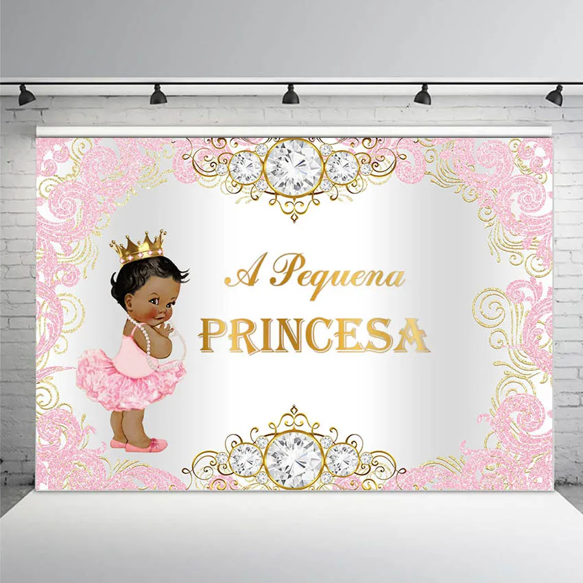 

Фон для фотосъемки с изображением королевской девочки в честь рождения ребенка наша маленькая принцесса на пути розовое изголовье Корона у...