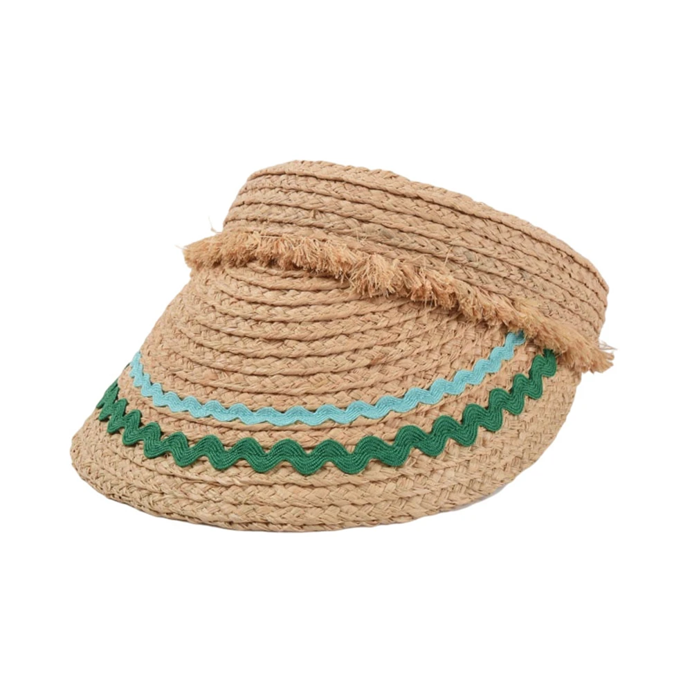 

Шляпа женская из натуральной рафии, Пляжная Соломенная Панама с защитой от солнца, для отдыха на открытом воздухе, для приема конского хвост...