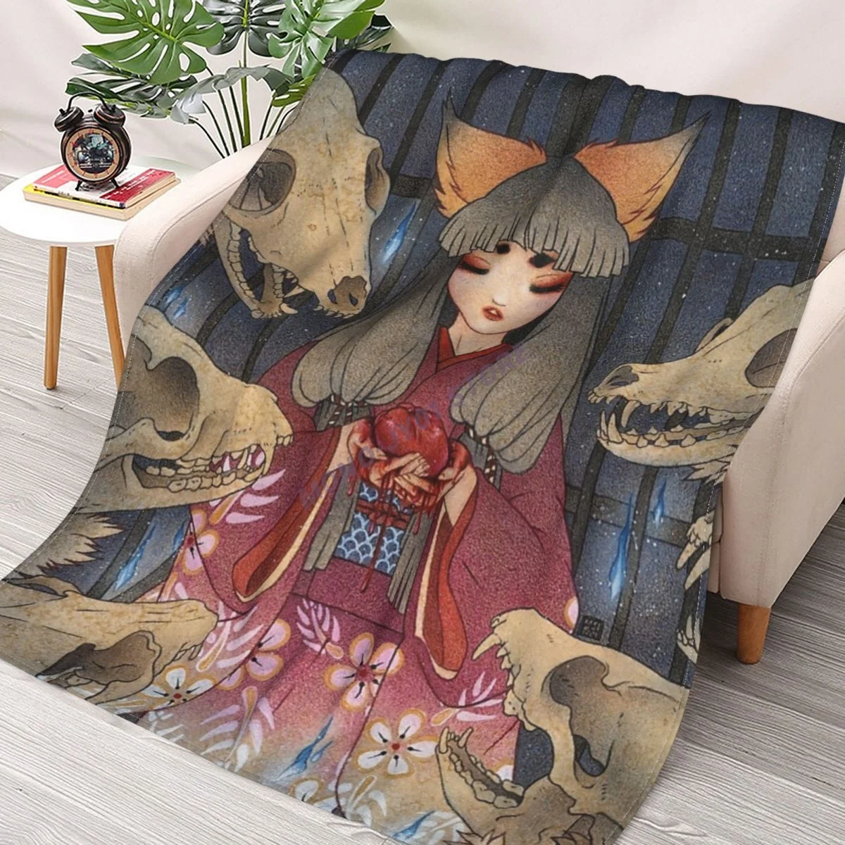 

Appeasement - TeaKitsune Fox Yokai Throw Blanket Sherpa Blanket cover Bedding soft Blankets