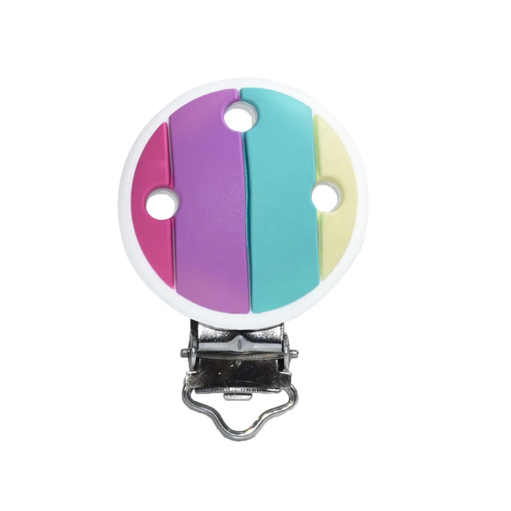 Clip de silicona para chupete, collar de dentici&oacute;n para beb&eacute;, herramienta de cuentas, accesorios redondos de coraz&oacute;n, arco&iacute;ris, bricolaje, 10 Uds.-2
