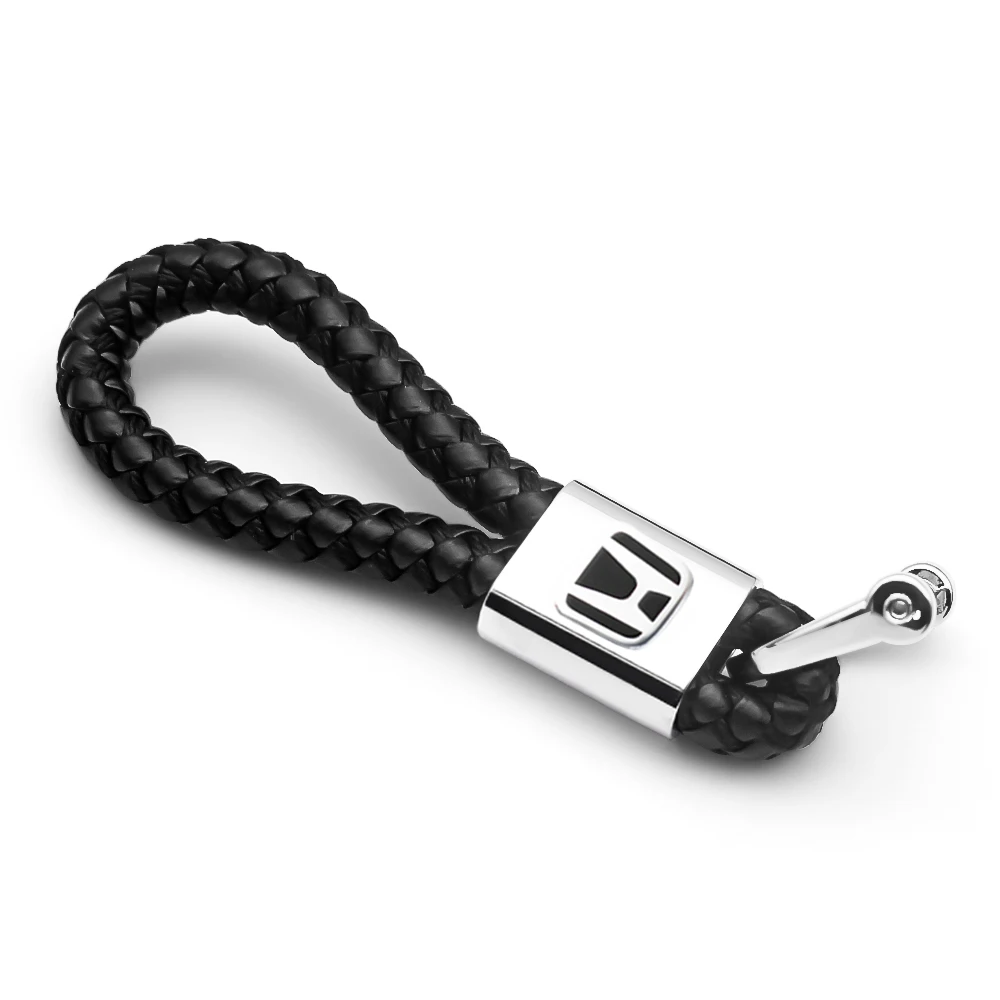 

Car Leather Keychains Metal 360 Degree Rotating Horseshoe Buckle Braided Rope Keyrings For Honda Pilot Odyssey Insight Jazz City