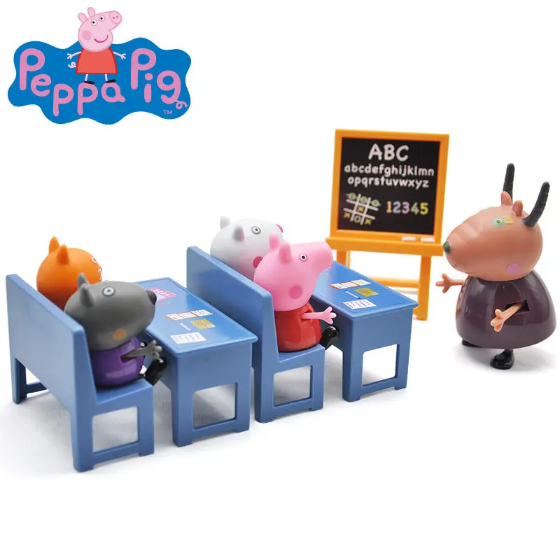 Оригинальная игрушка Peppa, Свинка Джордж, фигурки, кукла Peppa, друзья, любовь, обучение, классная сцена, развивающие игрушки, Детский Рождественский подарок
