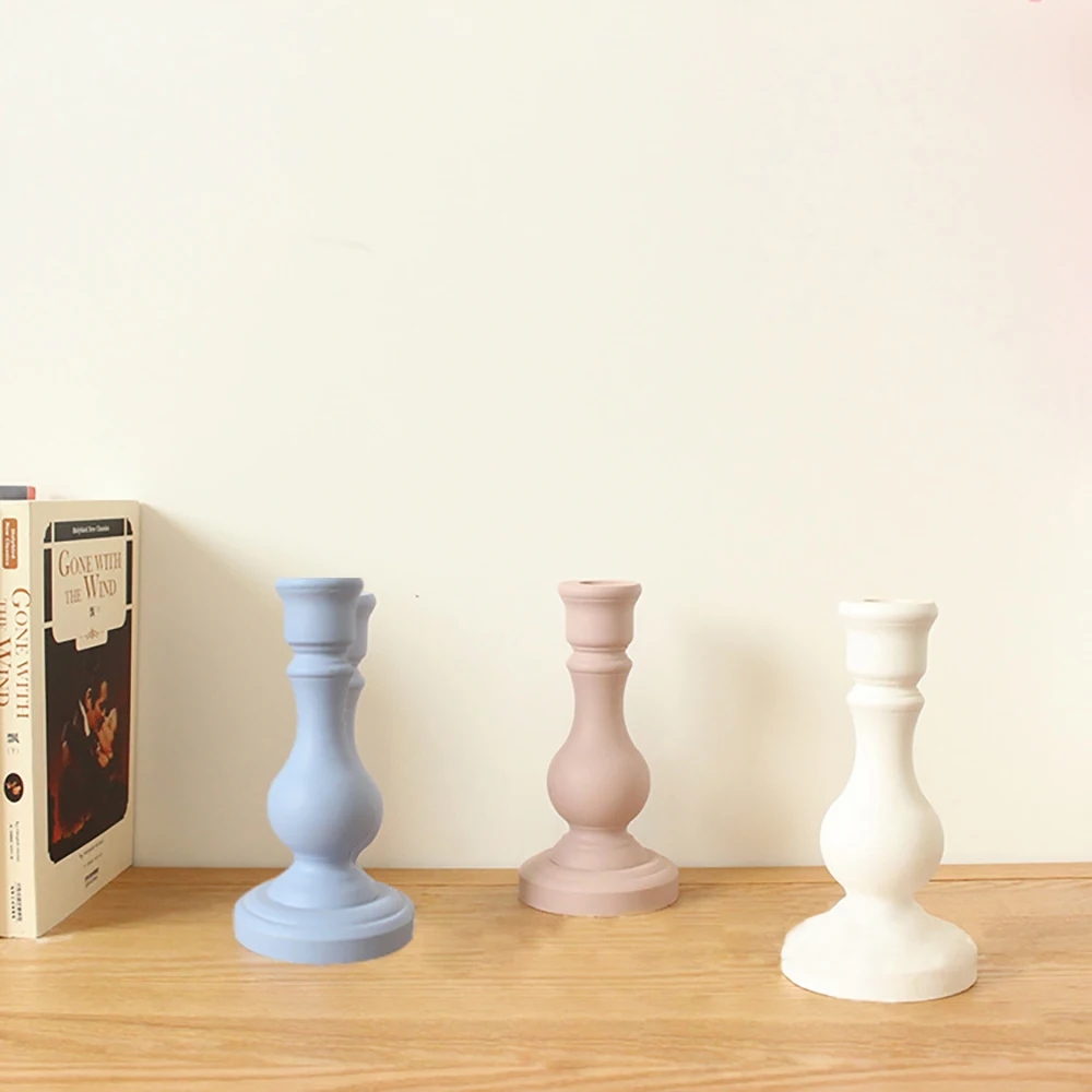Скандинавский простой белый/розовый/синий/бронзовый деревянный подсвечник