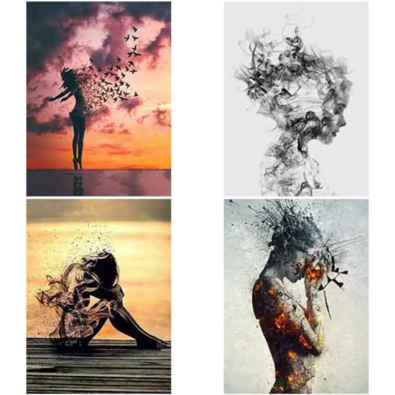 

DIY 5D Diamond Painting Female Scenery Diamond Art Embroidery Landscape Cross Stitch Full Round Drill Home Decor Gift
