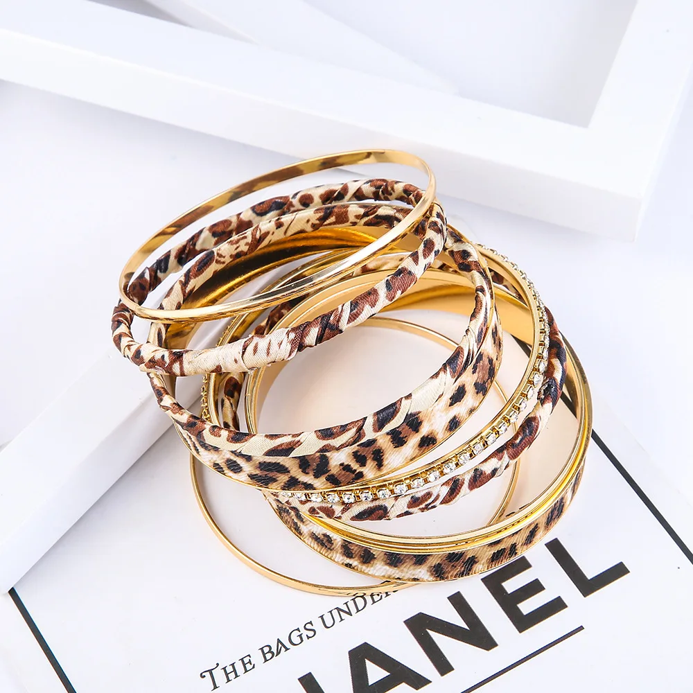 

Fashion Leopard Leather Bracelets Multilayer Bracelets & Bangles Elegant Multilayer Wide Wrap Charm Bracelet Female Jewelry