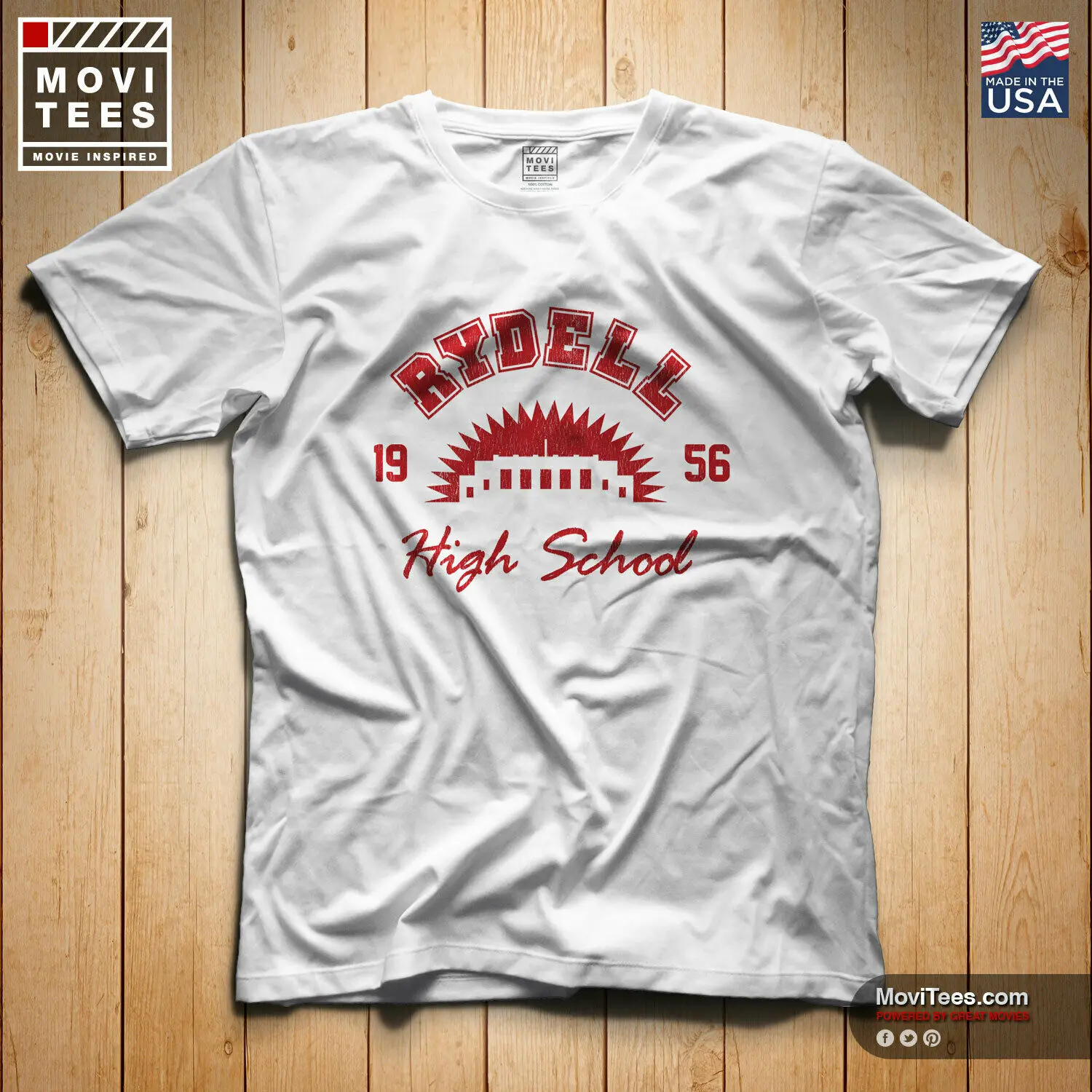 Футболка Rydell 1956 с высокой талией 100% хлопок Классическая футболка в стиле унисекс
