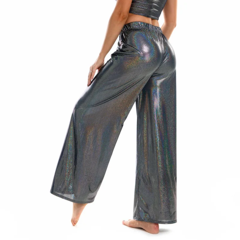 

YSDNCHI High Street Spring Women Pants Elastic High Waist Casual Wide Leg Loose Trousers Dance Party Sexy