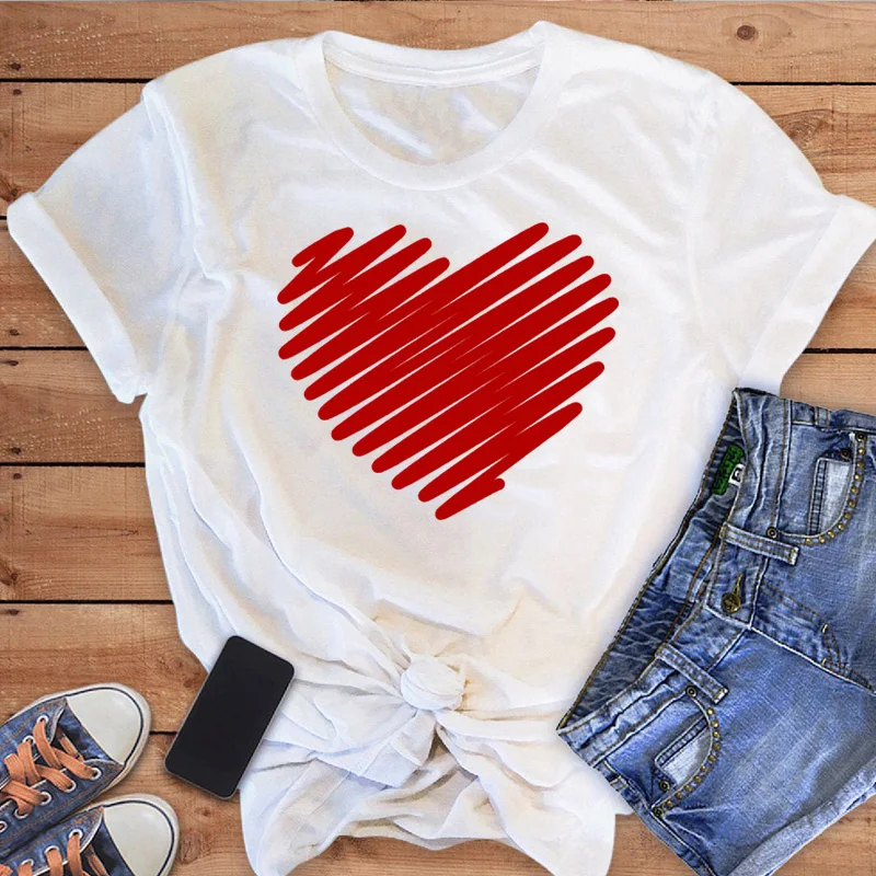Женская футболка с принтом Love Heart в подарок на день Святого Валентина рубашки