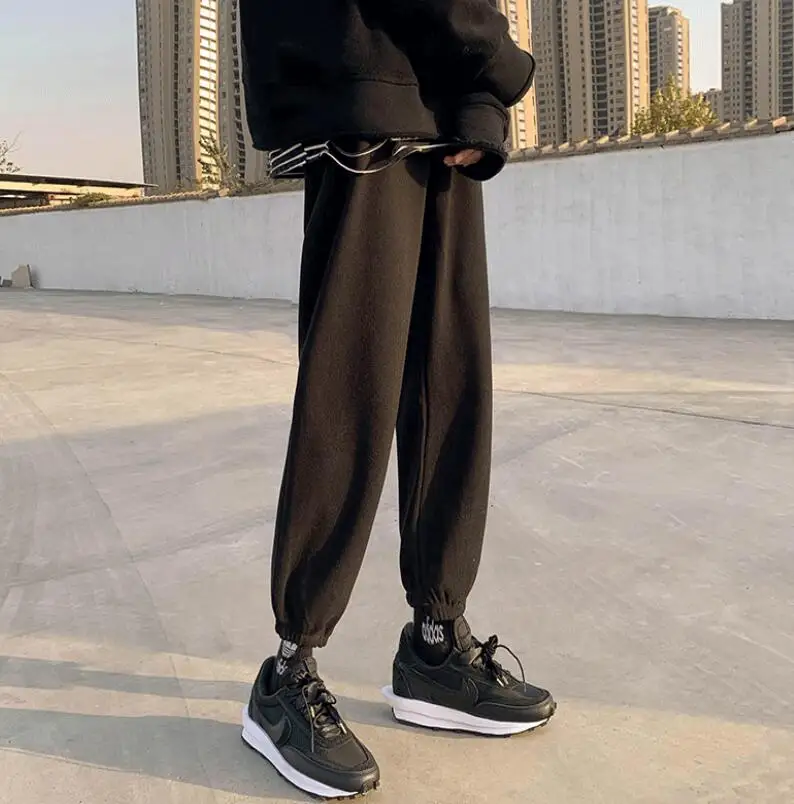 

2021 Autumn and winter corduroy pants with velvet tie feet Fashion Men High quality Casual pants Haren pants for men S-2XL