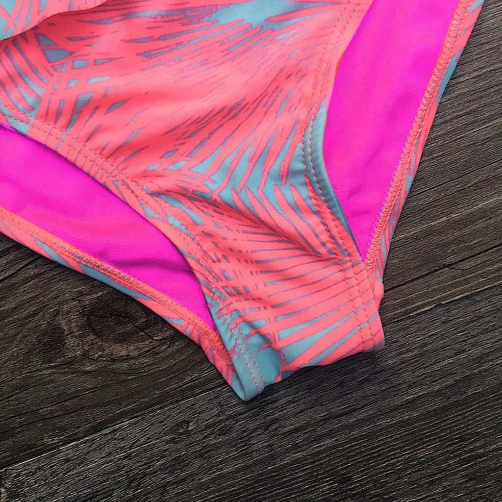 

Children Baby Girls Swimsuits Ruched Print Bikini Set Swimwear Summer Beach Swimsuit Print Bathing Suits