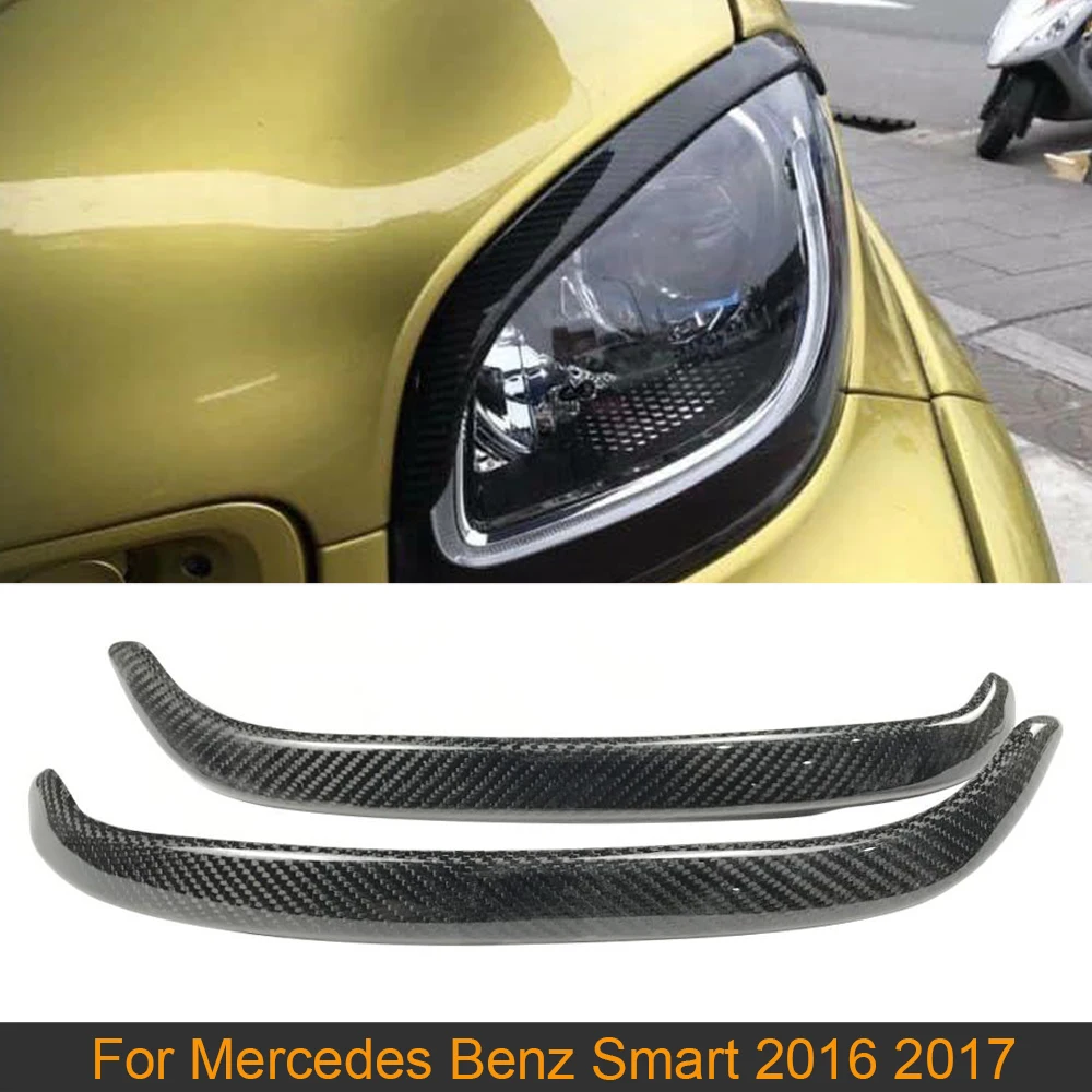 

Автомобильная передняя фара брови для Mercedes-Benz Smart 2016 2017 углеродное волокно передняя фара Брови Веки отделка полоса наклейка