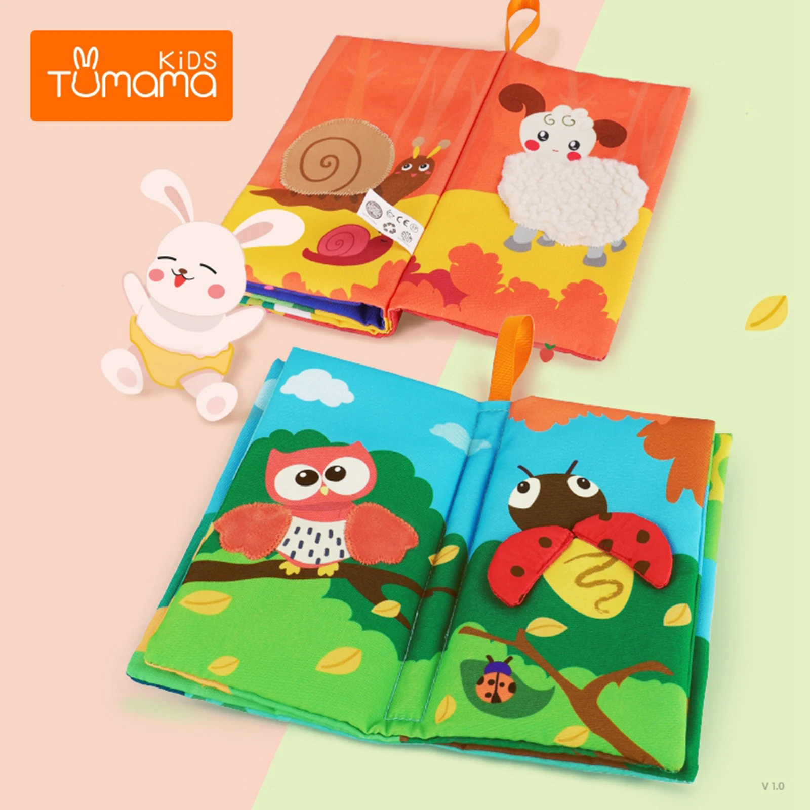 

Animal Fabric Cloth Book Soft Tails Books Activity Crinkle Book Toys for Early