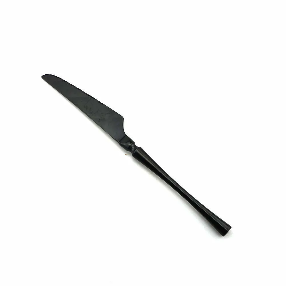 4/5/6pcs Black Dinnerware Set 18/10 Stainless Steel Tableware Reusable Metal Cutlery Sets Dinner Knife Forks Dessert Soup | Дом и сад