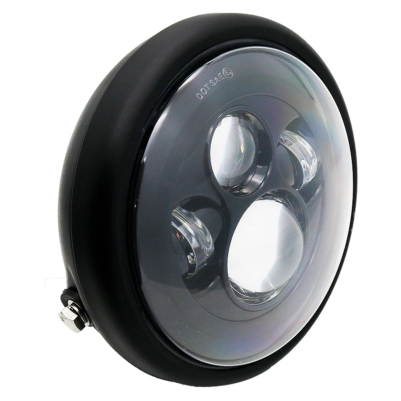 Мотоциклетный LED-фара 7.5 дюймов с корпусом для Choppe Bobber Street Tracker Yamaha Honda Suzuki Cafer Racer.