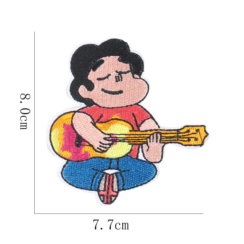 

5PCS Girl Play Guitar Patch for Clothes Iron on Embroidery Sewing Applique Cute Sew on Fabric Badge DIY Apparel Accessories