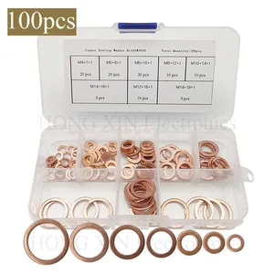 Набор медных прокладок для шайбы, 100 шт.компл., M4-M14