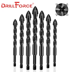 Drillforce крест шестигранные плитки сверла Стекло Керамика бетона Расширитель отверстий 4 лопасти твердосплавные сверла по металлу 345681012 мм