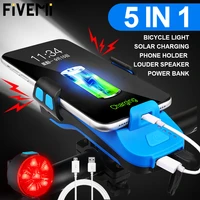 bicycle light usb solar charging 5 in 1 multifunction horn phone holder front lamp flashlight for bike led bicycle light lantern