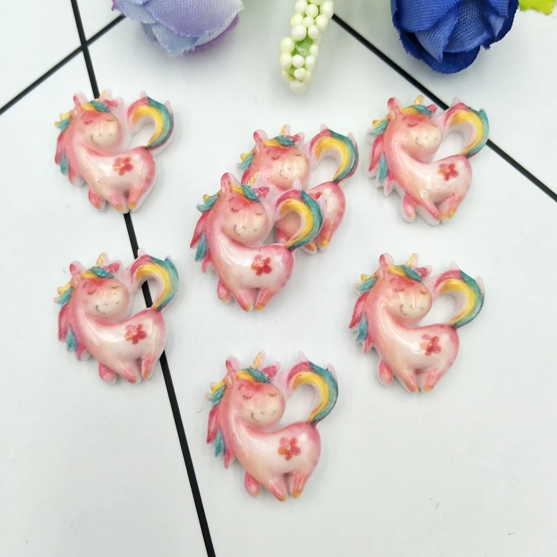 20 шт. Kawaii Смола единорог с плоской задней частью кабошоны из смолы DIY Скрапбукинг
