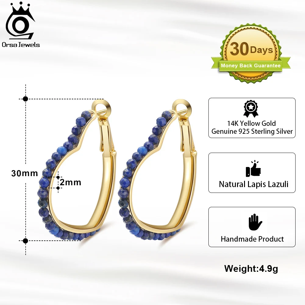 ORSA JEWELS драгоценный камень натуральный Лазурит ручной работы 925 пробы серебряные