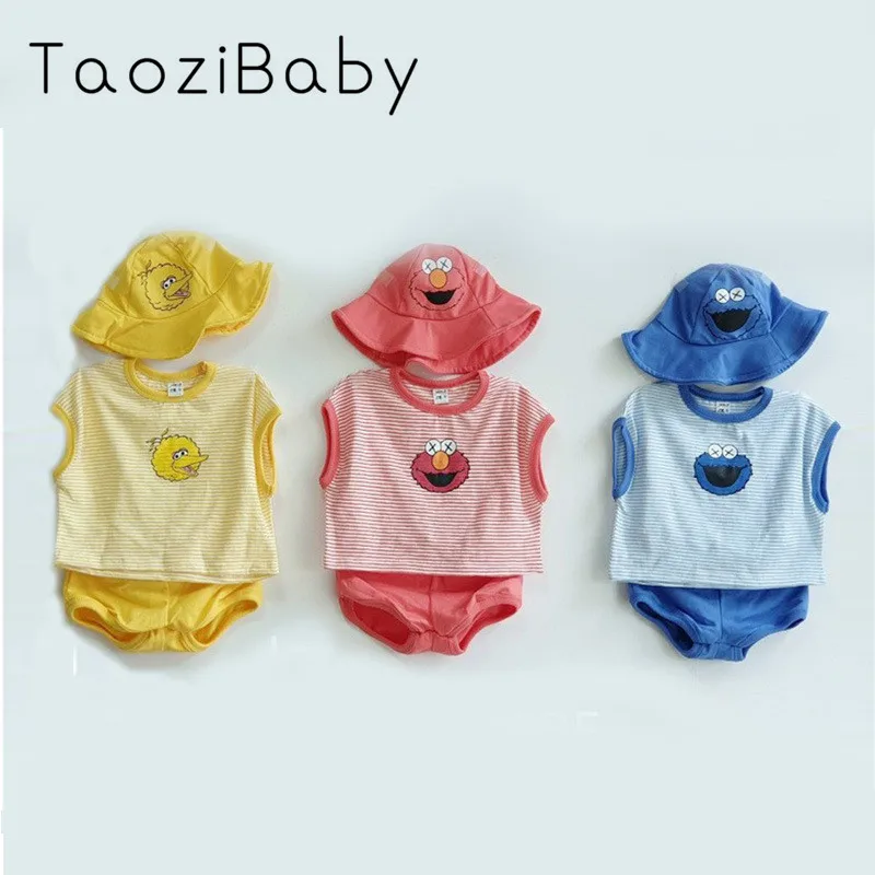 Детский костюм новинка 2021 корейский летний комплект из хлопковой футболки и