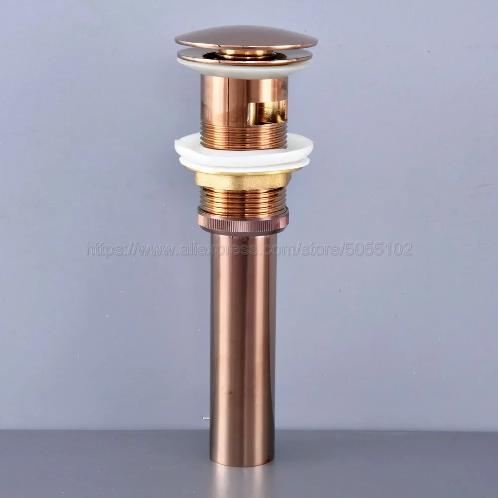 Сливная раковина из латуни цвета розового золота с переливом нажимная кнопка