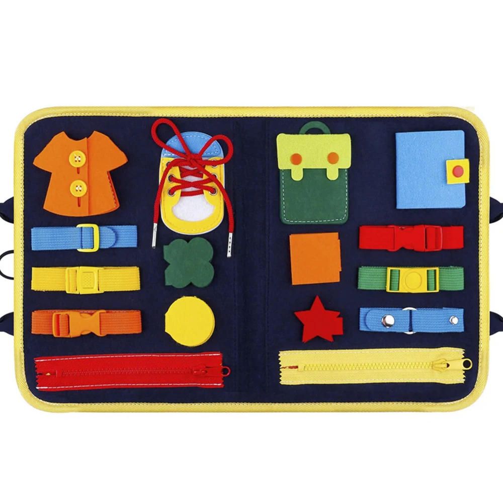 Kids Busy Board Buckle Zip Button Lace Up Tool Toy Montessori Early Education Dress Aids Preschool Toys For 1-5 Years Old | Игрушки и