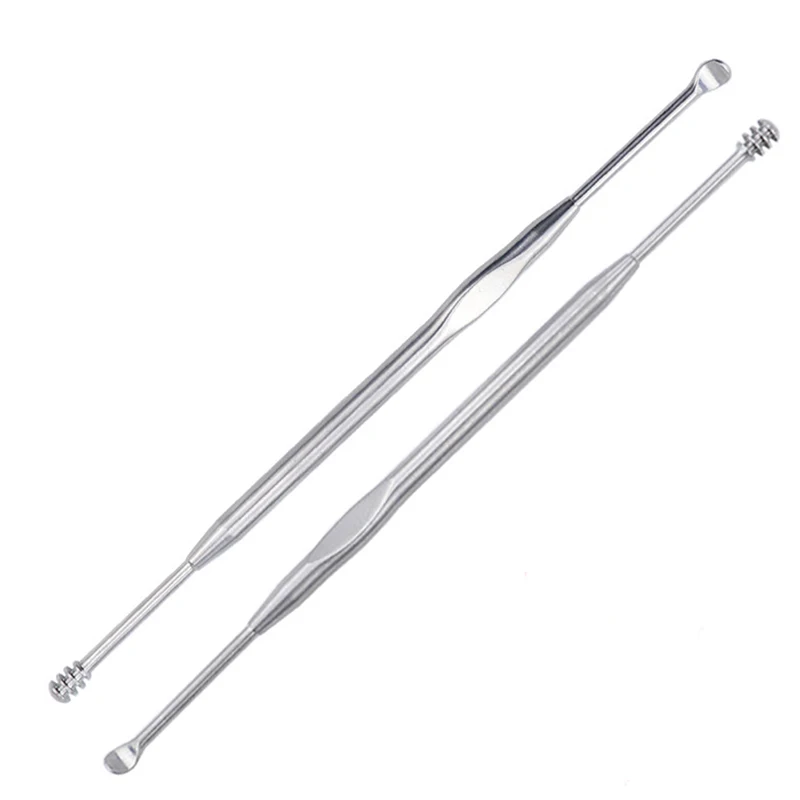 2pcs Stainless steel Spiral Ear Wax Pickers Ear Cleaner SpoonEarpick Wax Remover Curette Ear Pick Cleaner  Care Ear Clean Tool