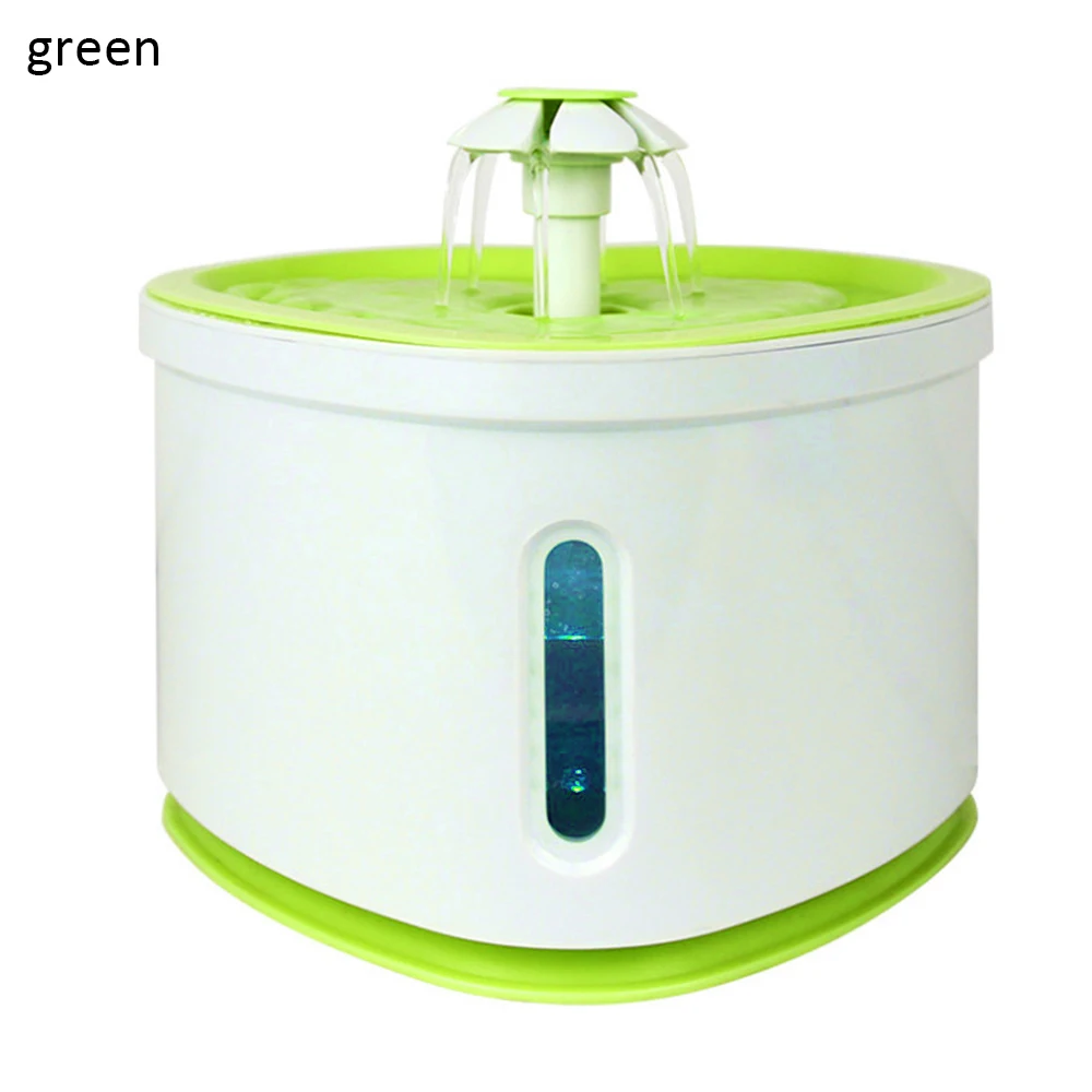 2L green 2.4L автоматический фонтан для домашних собак Светодиодный электрический USB Кот питомец Бесшумная поилка питатель чаша питоофонтан питьевой воды диспенсер - Цвет: 2L green