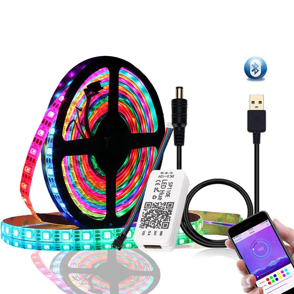 

5V WS2812B Led strip usb connector LED Strip tape 5050 APP Controller RGB individually addressable Led Smd leds WS2812 pixel