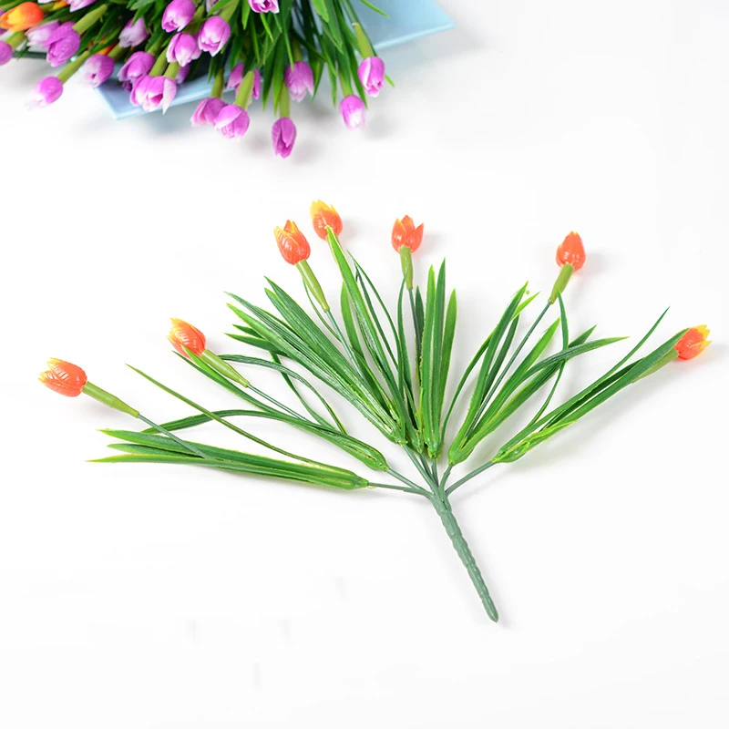 Искусственные тюльпаны цветы/Букет растений (7 веток цветов) свадебные