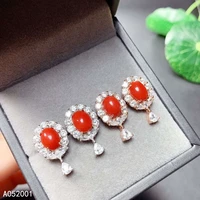 kjjeaxcmy fine jewelry natural red coral 925 sterling silver women earrings new ear studs support test lovely