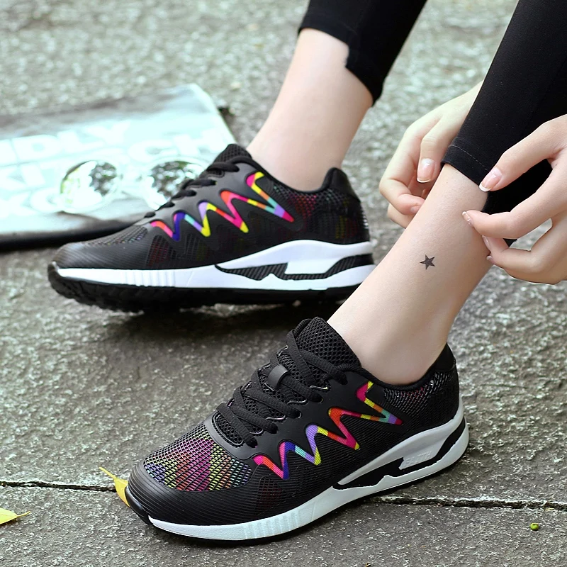 

Hot Sale Women's Sports Shoes Breathable Mesh Woman Sneakers Rainbow Comfortable Casual Shoes For Women Outdoor Running Shoe