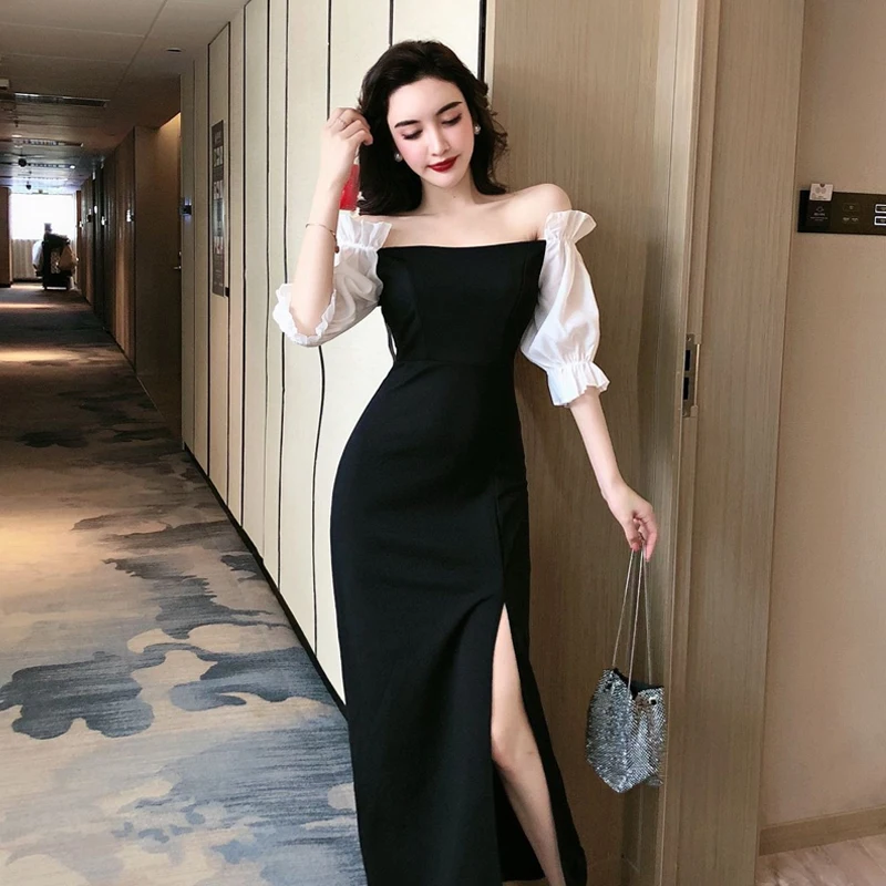 

2021 Temperament Women Solid Color Dresses