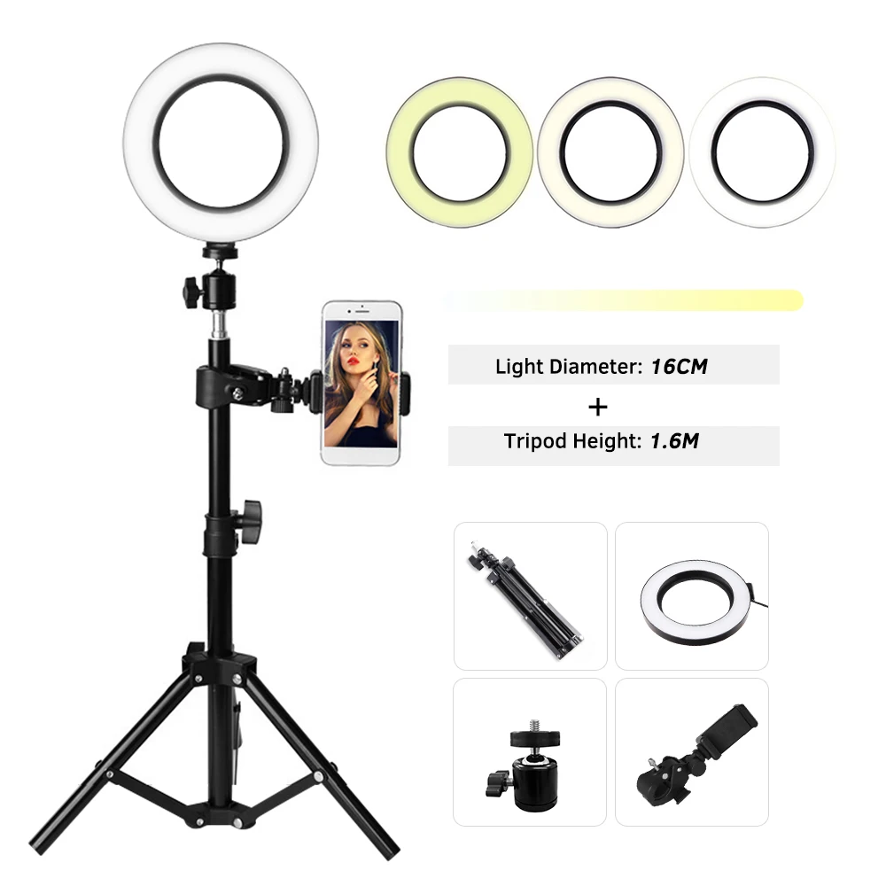 

16cm Fill Light Ring Light Supplementary Light LED Light Folding Fill Light for Photography Live Stream Makeup YouTube Video