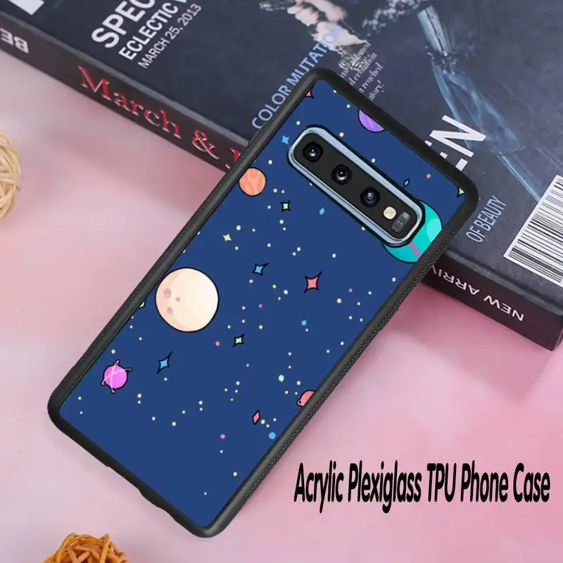 

Cute cartoon moon Phone Case Acrylic Plexiglass TPU For Samsung Galaxy S8 S9 S10 s10e S20 PLUS ULTRA S6edge