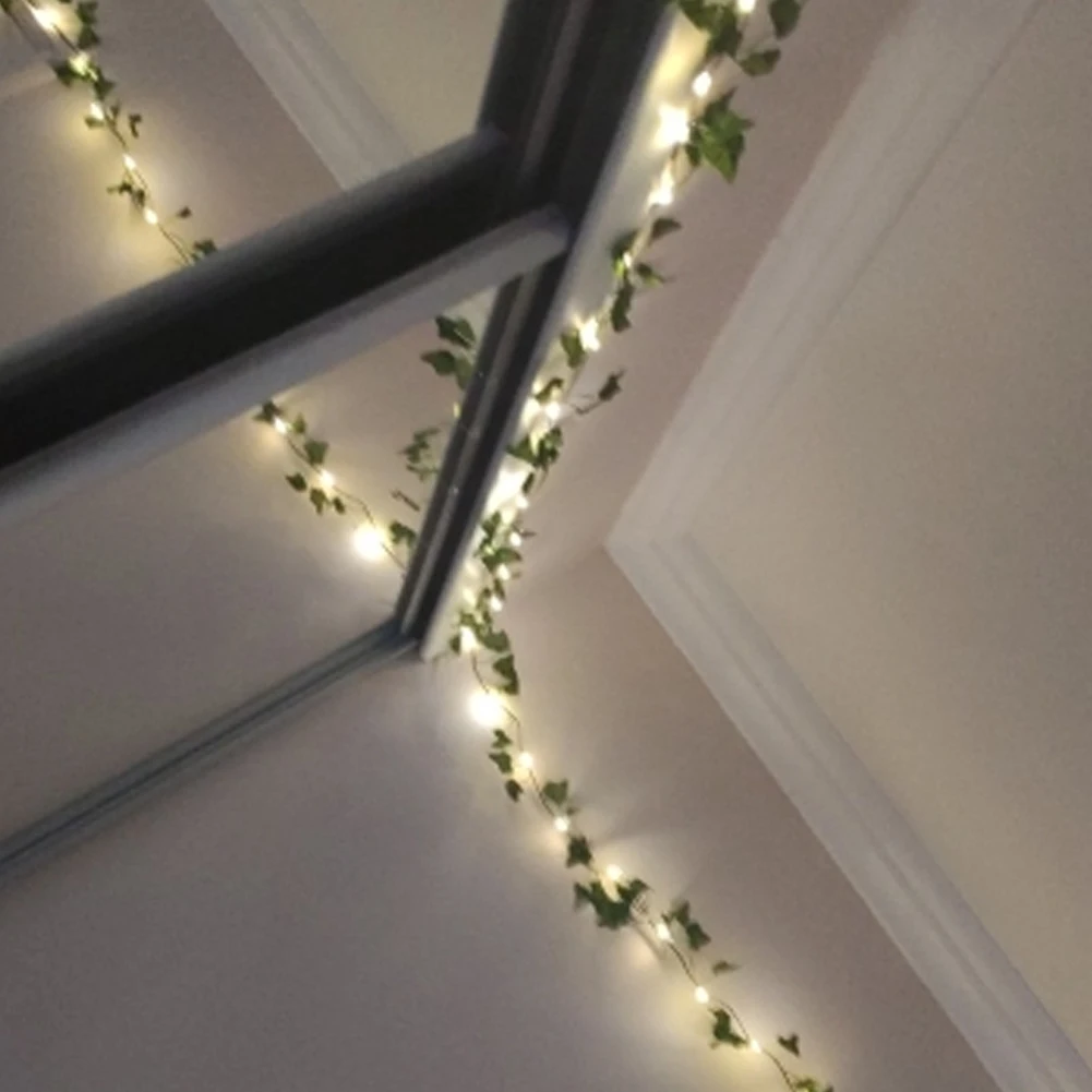 

2.2M 25LED Artificial Leaf Vine String Light Fairy Rattan Lamp Chain For Home