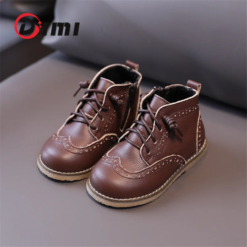 DIMI/зимняя детская обувь из натуральной кожи Ботинки Martin для мальчиков и девочек