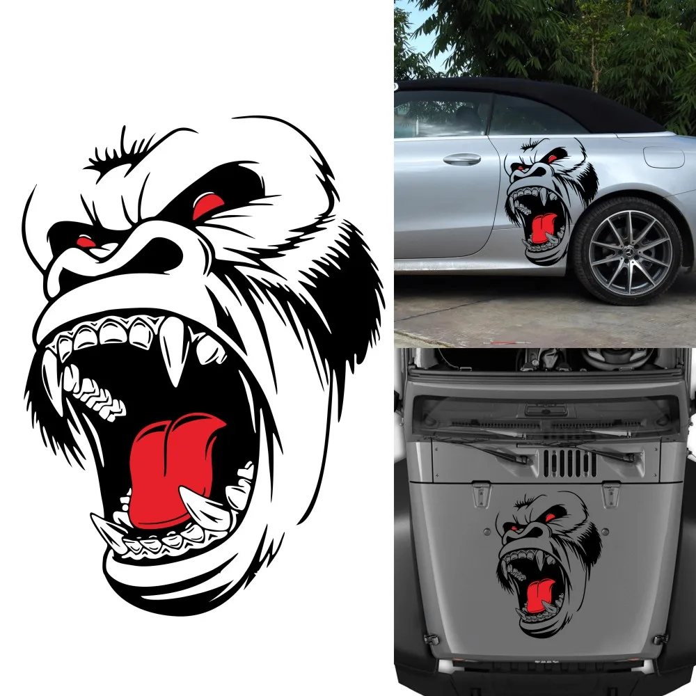 

New Fashion Horror Ape Totem Car Stickers Animal Decoration Pickup Truck Window Hood Fun Creative Side Door Vinyl Decal