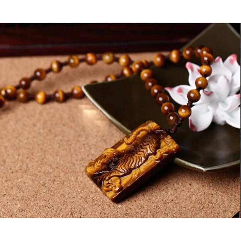 hot selling natural tiger eye stone pendant fashion boutique jewelry mens zodiac tiger jade brand necklace tiger eye stone pend free global shipping