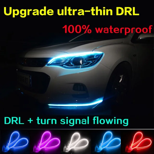 

Newest DRL Turn Signal Flowing Light Guide Strip CAR LED Headlight DRL Strip