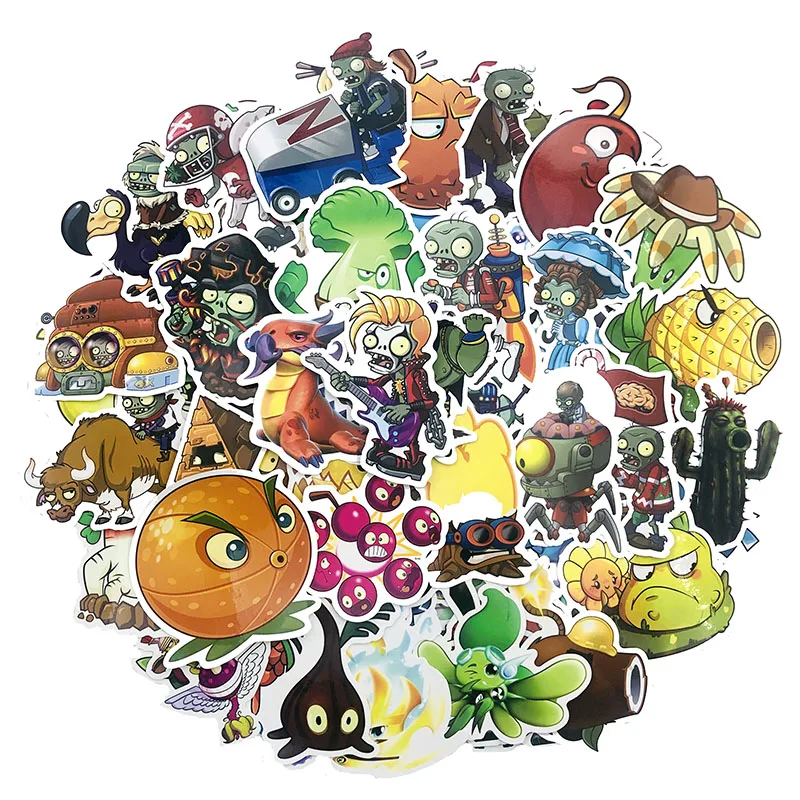 Rompecabezas de ocio para ni&ntilde;os, pegatina de dibujos animados de planta Vs. Zombie para nevera, diario, Maleta de Snowboard, bricolaje, 100 Uds.-1
