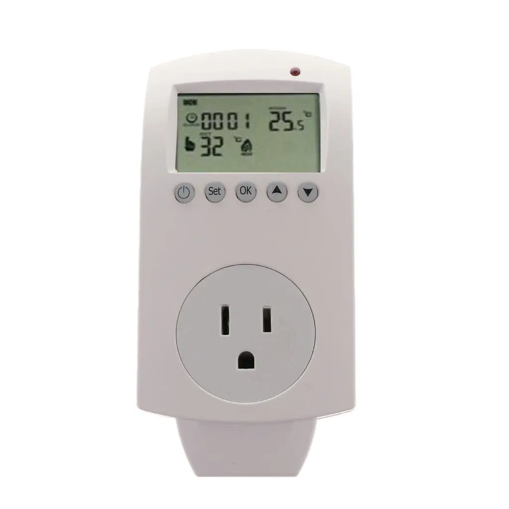 

Plug In Heating Programmable Thermostat Temp. Control Timmer Outlet Switch Smart Digital Thermostats with LCD Display