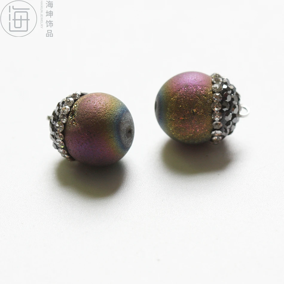 Ремесло поставка натуральный камень Шарм с Стразы колпачок-шар-14*12 мм (ZH403-1) |